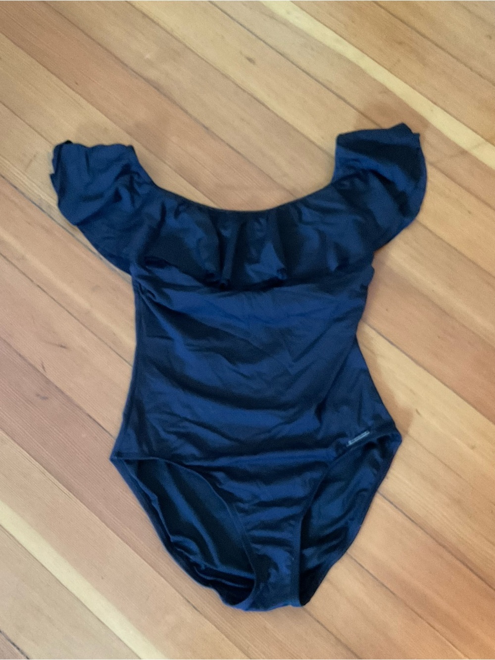 Michael Kors Black Off-Shoulder Ruffle One-Piece